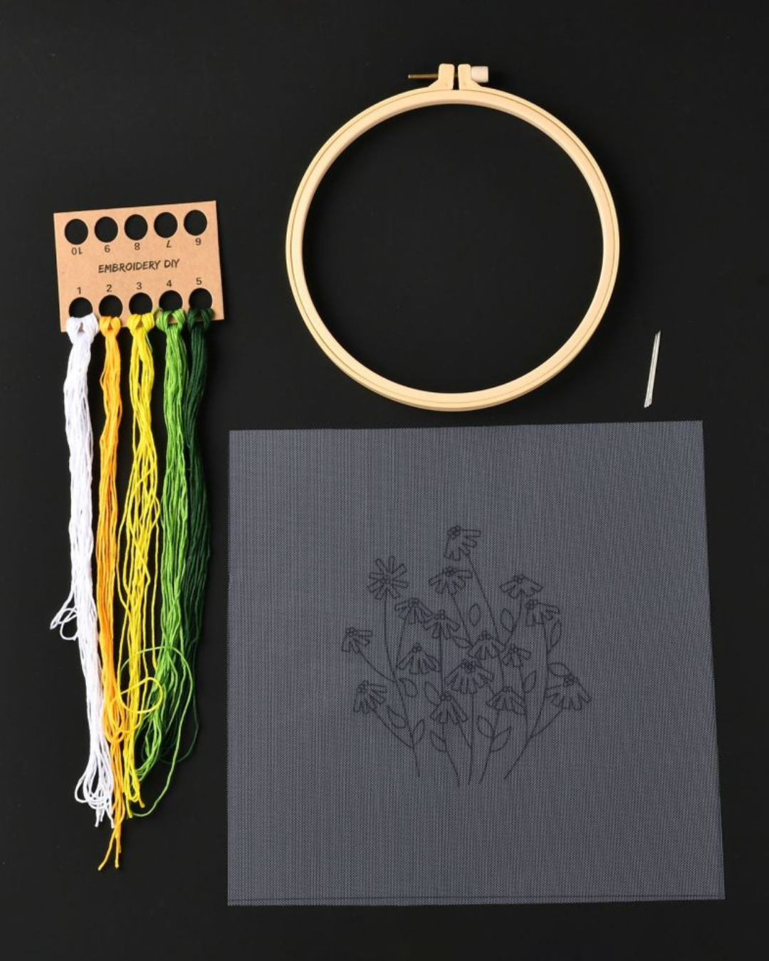 Krysantemum – Broderikit (Ø18 cm) inkl. ramme