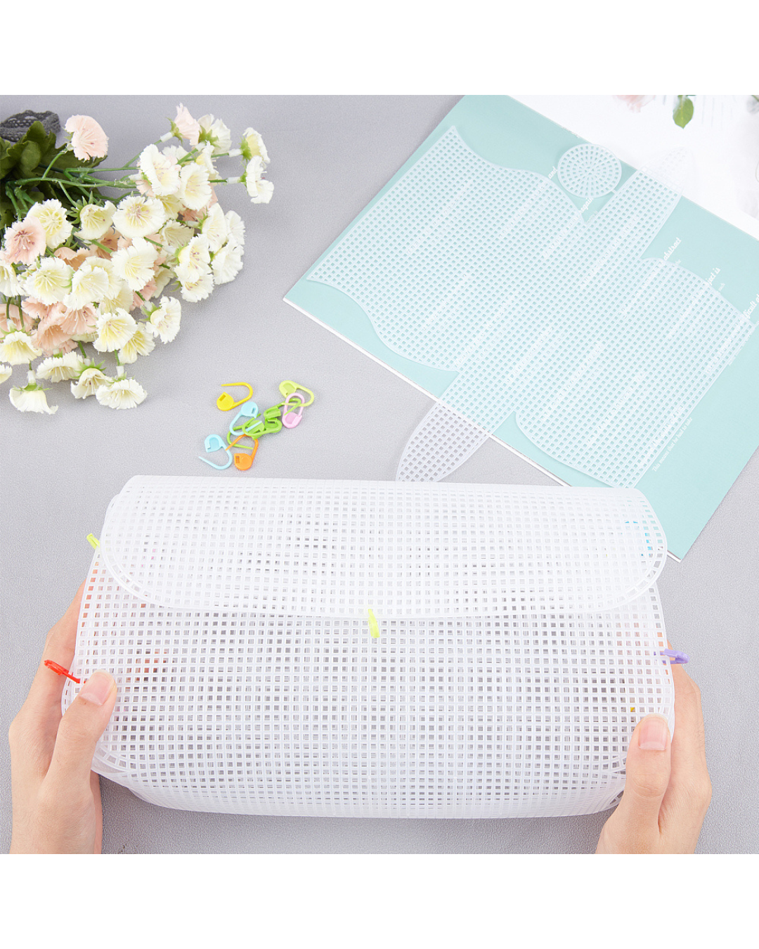 Plastik Væv / Mesh Canvas Sæt til 4 Tasker