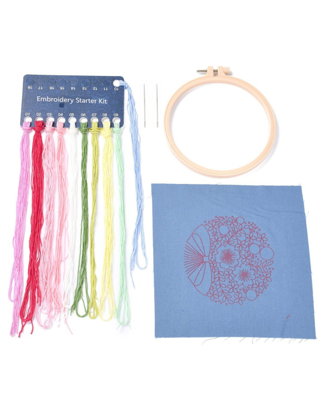 Blomst – Broderikit (Ø16 cm) inkl. ramme