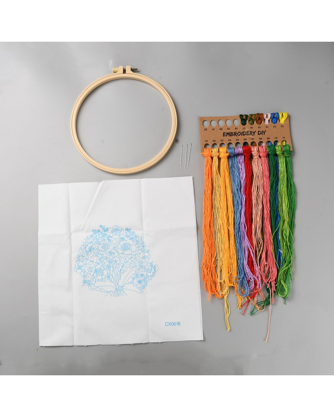 Blomsterbuket – Broderikit (Ø21 cm)