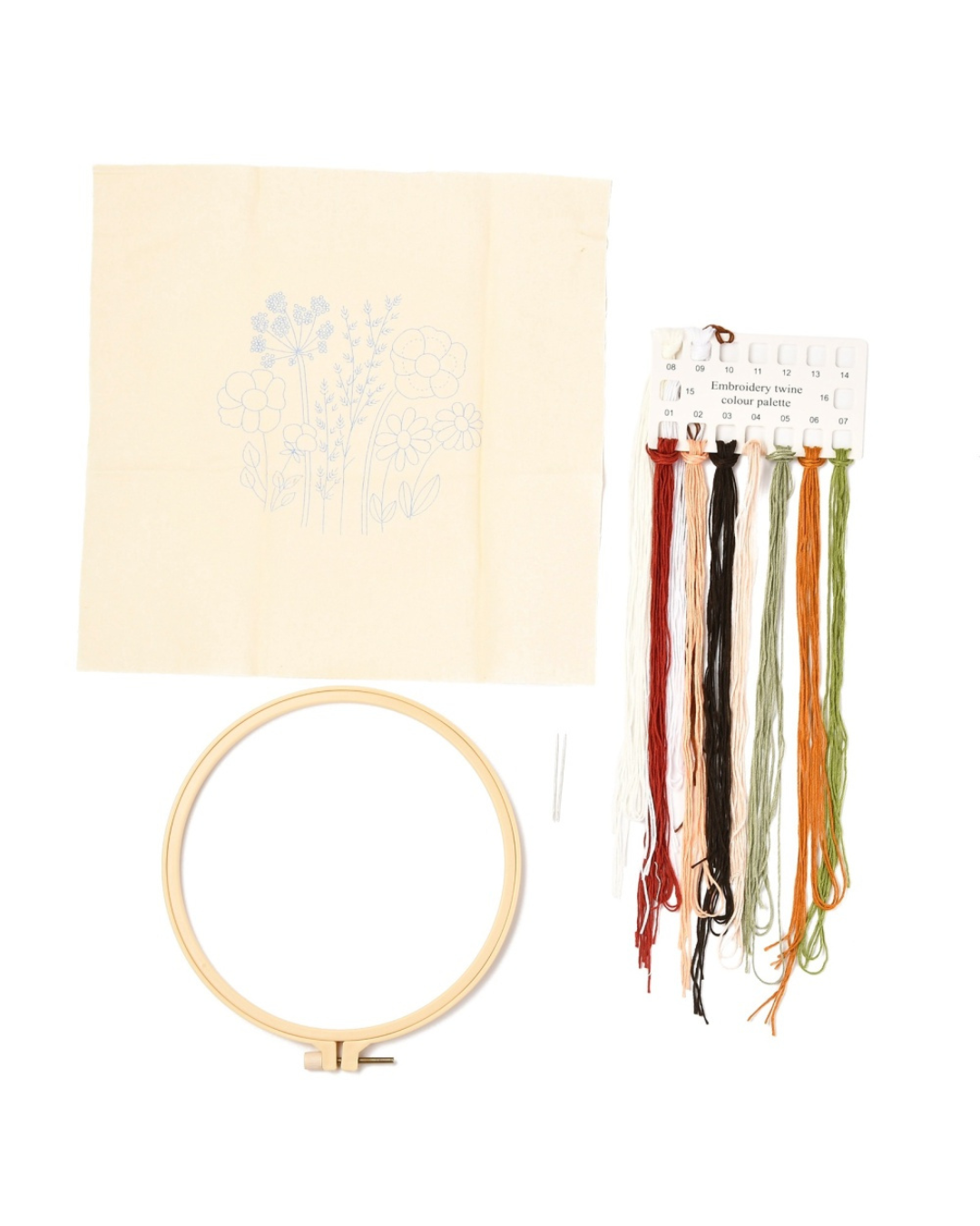 Blomster – Broderikit (Ø20 cm) inkl. ramme