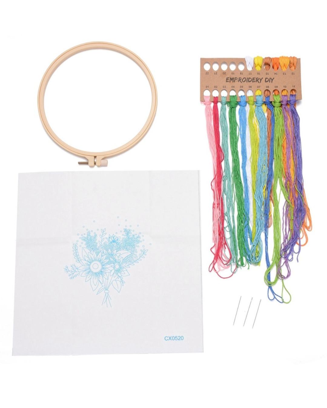 Blomsterbuket – Broderikit (Ø18 cm) inkl. ramme