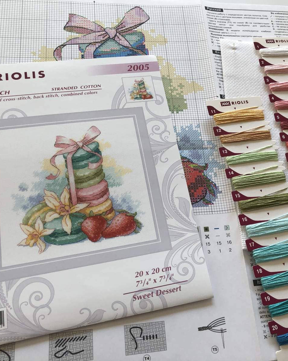 Søde Dessert – RIOLIS Broderikit (20 x 20 cm)