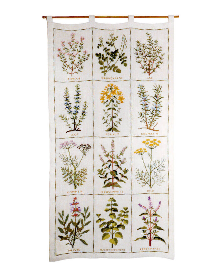 Haandarbejdets Fremme | Krydderurter vægstykke - Broderikit (42×79 cm)