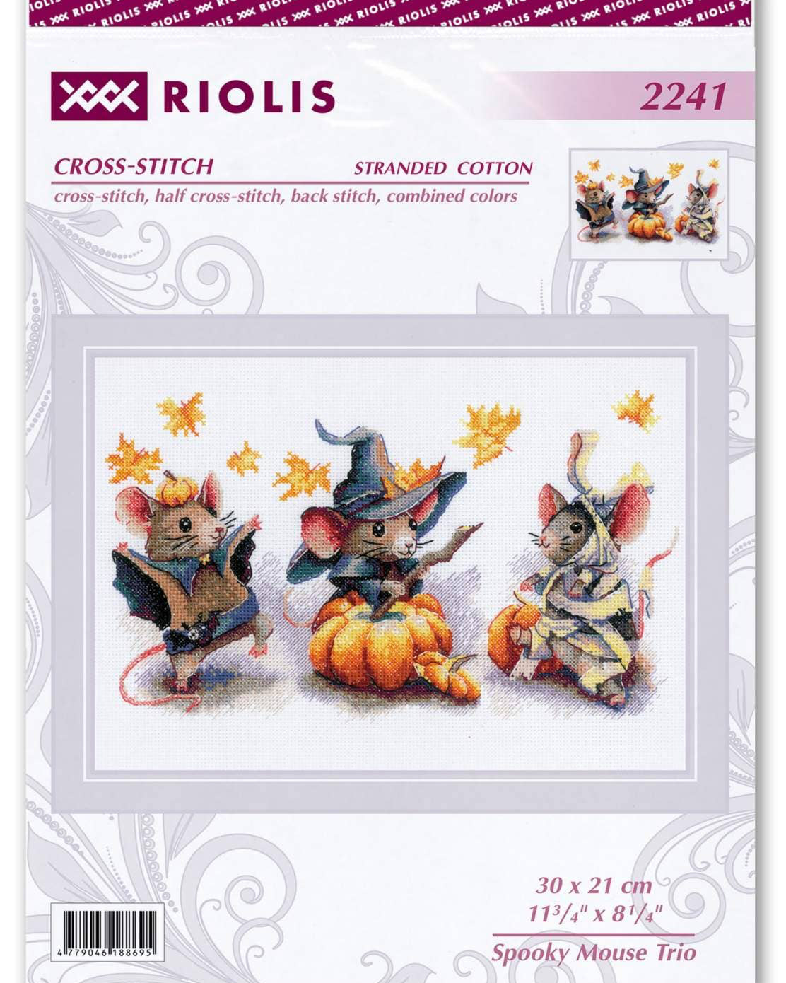 Uhyggelig musetrio – RIOLIS Broderikit (30 x 21 cm)
