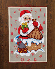 Julekalender Julemand i skorsten – Broderikit (80 x 115 cm)