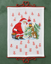 Julekalender Julemand og harer – Broderikit (32 x 44 cm)