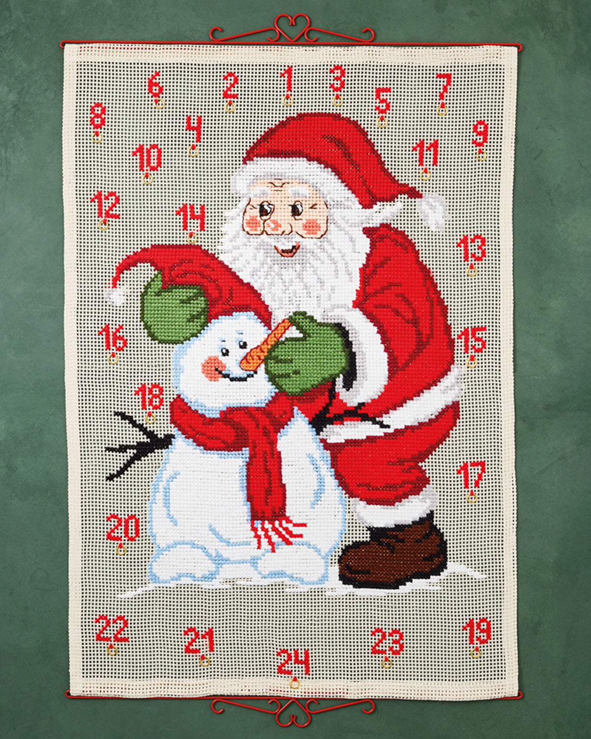 Julekalender Snemanden – Broderikit (80 x 115 cm)