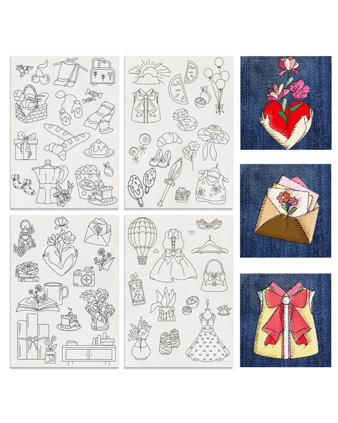 Vandopløselige Broderimønstre – Sommer Motiver (4 ark)