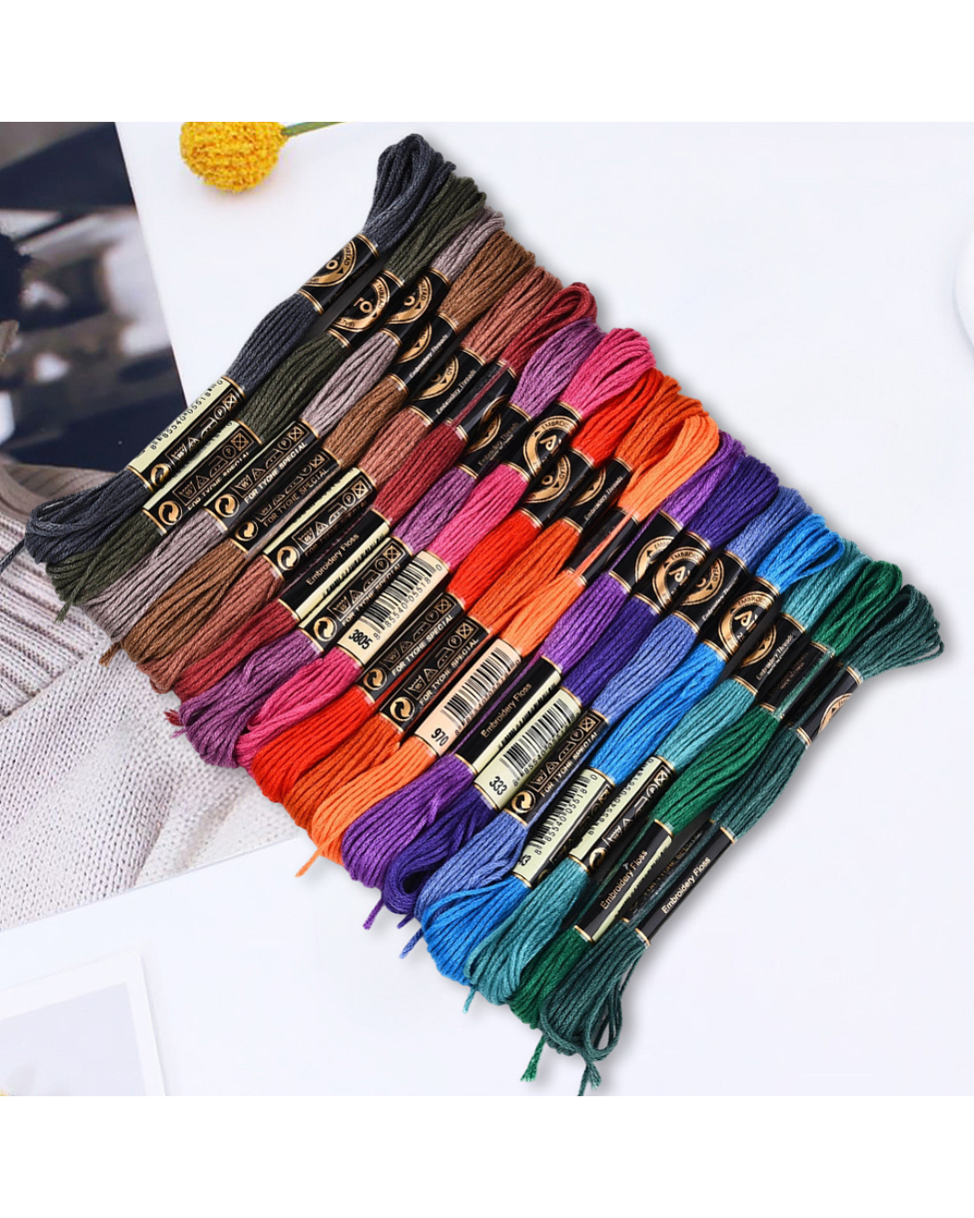 Broderigarn – 18 Dukker Polyester, Mixede Farver
