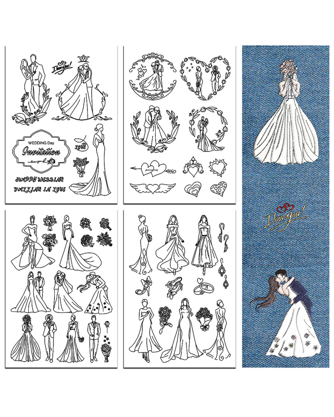 Vandopløselige Broderimønstre – Bryllup (4 ark)