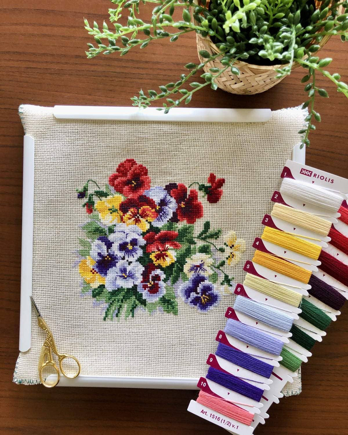 Blomsterbuket - RIOLIS Broderikit (20x20 cm)