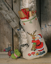 Julesok med Julemand & Rudolf – Broderikit (29 x 44 cm)