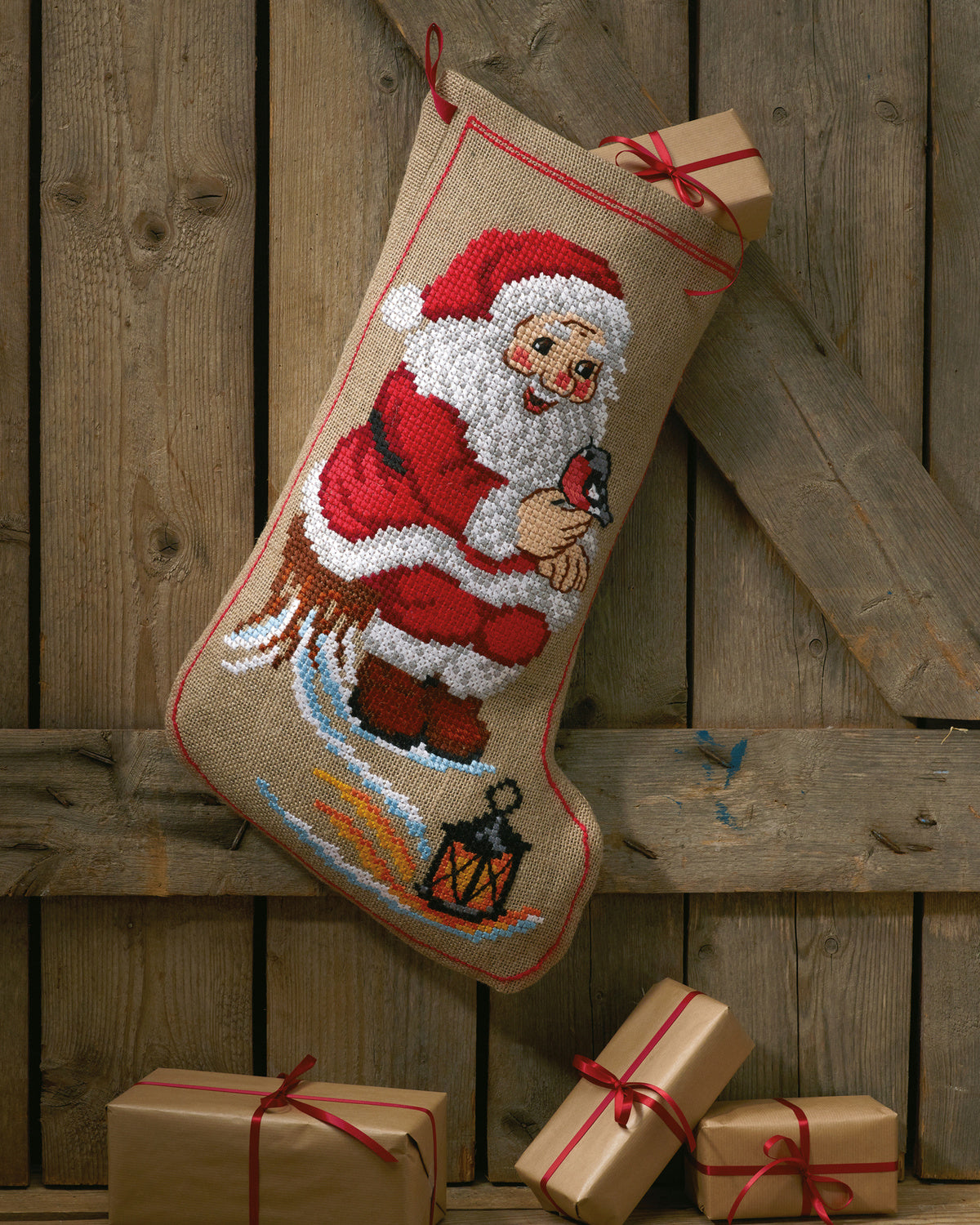 Julesok Nisse på Stub – Broderikit (37 x 60 cm)
