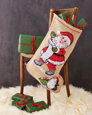 Julesok med Julemand & Pingvin – Broderikit (37 x 60 cm)