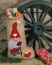 Julesok med Nisse og Svamp – Broderikit (36 x 60 cm)