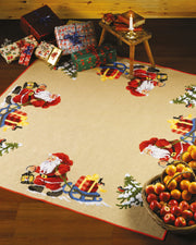 Juletræstæppe Julemand med gavekælk – Broderikit (170×170 cm)