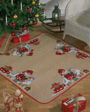 Juletræstæppe Julemand m/gæs – Broderikit (126×126 cm)