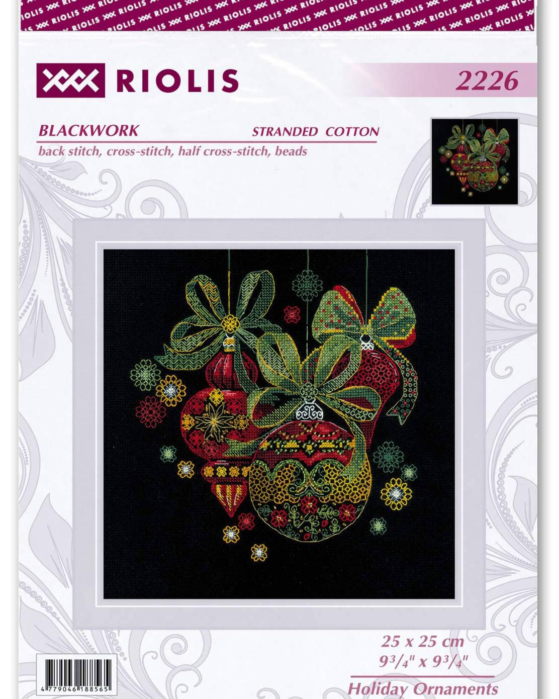 Julekugler – RIOLIS Broderikit (25 x 25 cm)