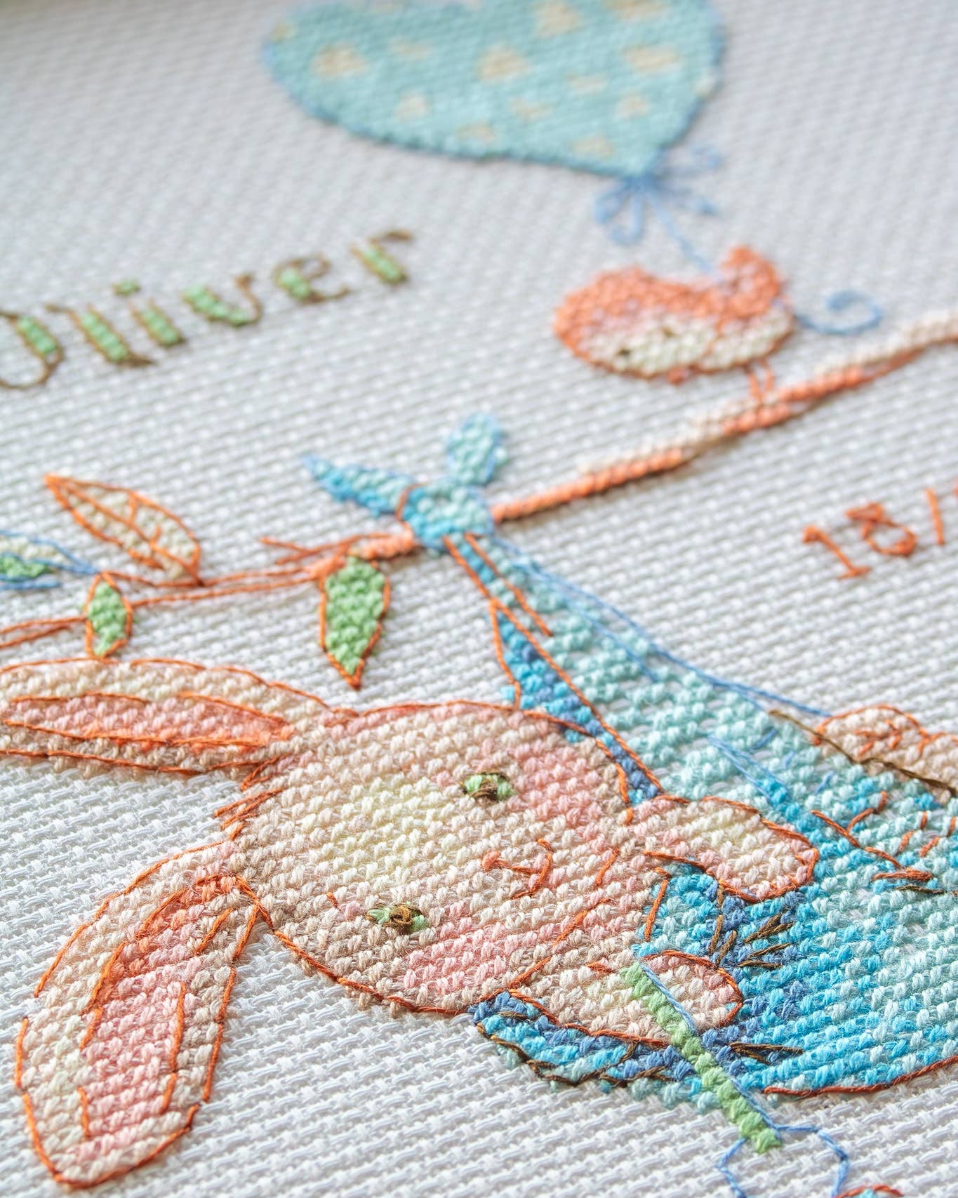 Dreng Fødselsbillede - AINE Broderikit (20 x 20 cm)