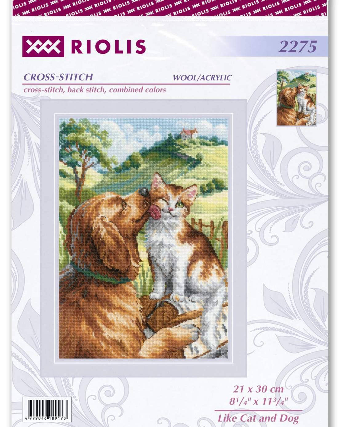 Som Kat og Hund – RIOLIS Broderikit (21 x 30 cm)