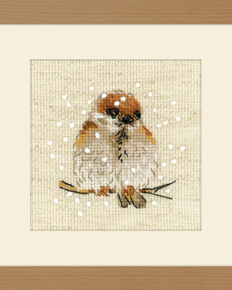 Spurv – RIOLIS Broderikit (10 x 10 cm)