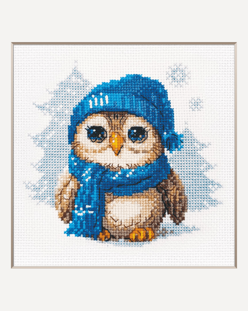 Vinter ugle - RIOLIS Broderikit (15x15 cm)