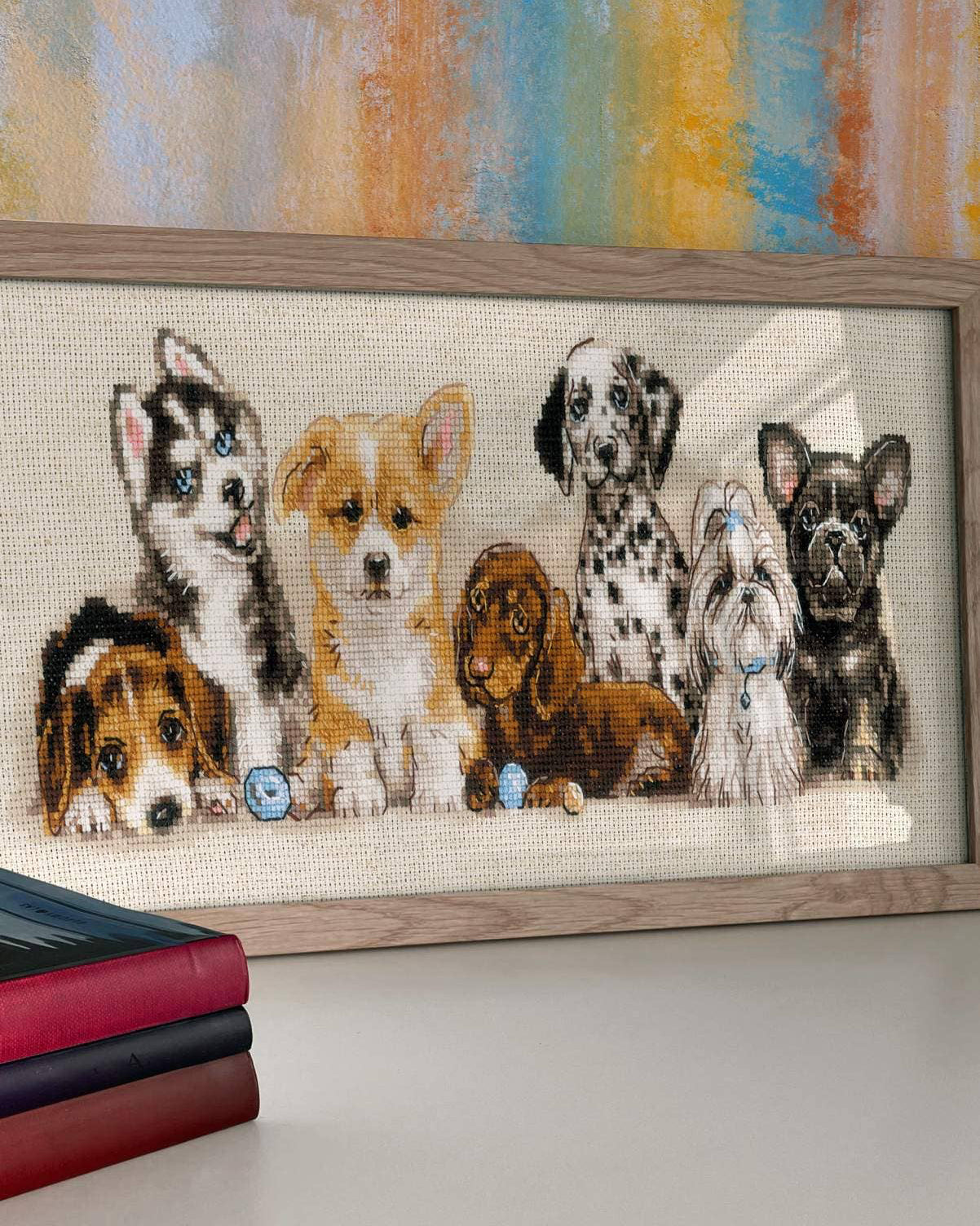 Hvalpe – RIOLIS Broderikit (40 x 15 cm)
