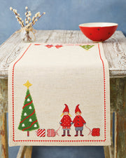 Nissepige og -dreng bordløber – Broderikit (34 x 86 cm)