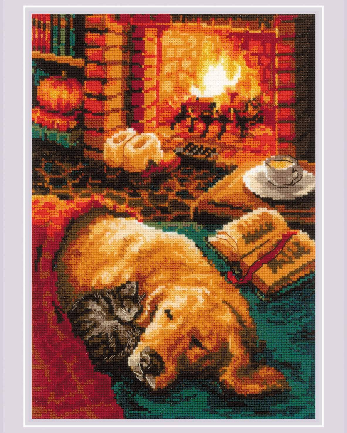 Ved Pejsen - RIOLIS Broderikit (21 x 30 cm)