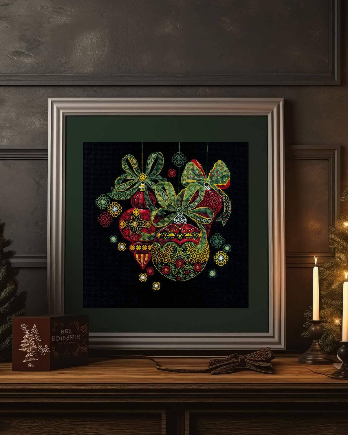Julekugler – RIOLIS Broderikit (25 x 25 cm)