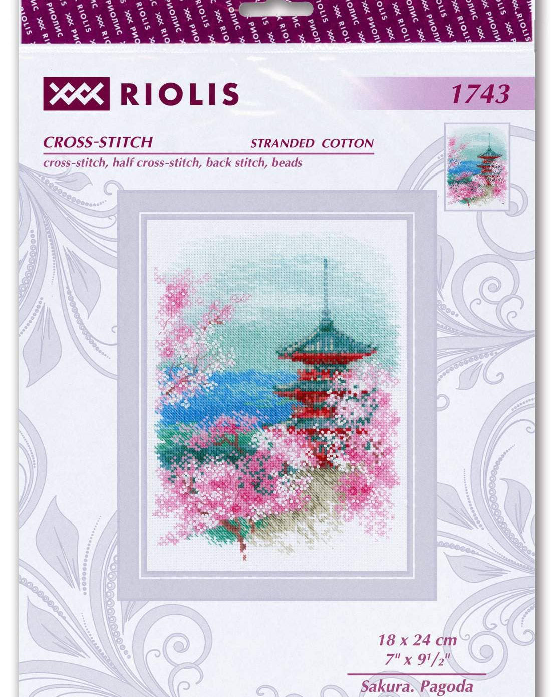 Sakura Pagode – RIOLIS Broderikit (18 x 24 cm)