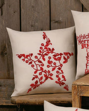 Julestjerne Bær Pude – Broderikit (40 x 40 cm)