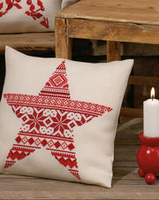 Julestjerne Mønster Pude – Broderikit (40 x 40 cm)