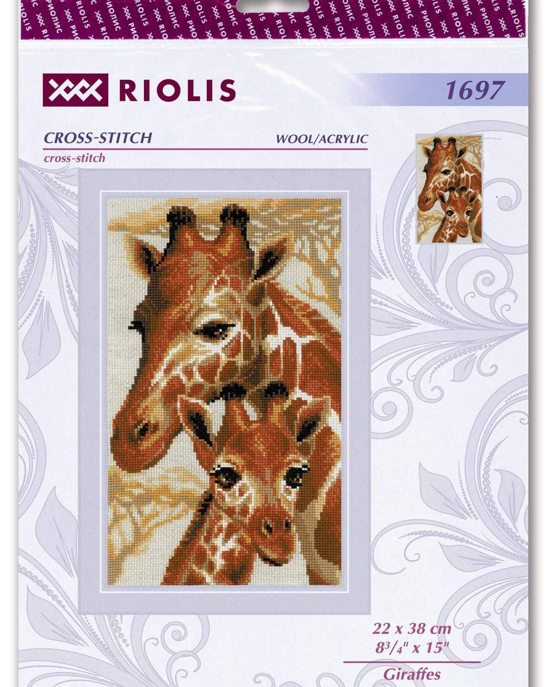 Giraffer – RIOLIS Broderikit (22 x 38 cm)