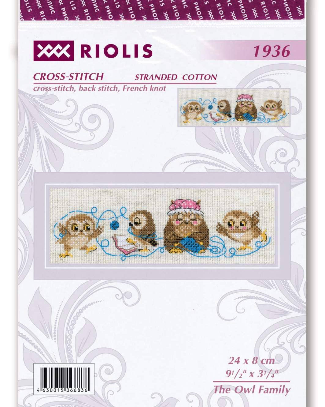 Uglefamilien – RIOLIS Broderikit (24 x 8 cm)