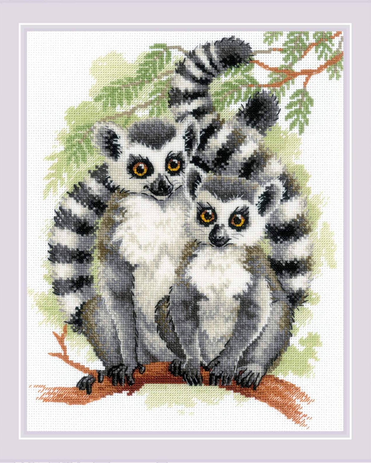 Lemurer – RIOLIS Broderikit (24 x 30 cm)