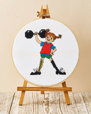 Stærke Pippi – Broderikit inkl. ramme (Ø20 cm)