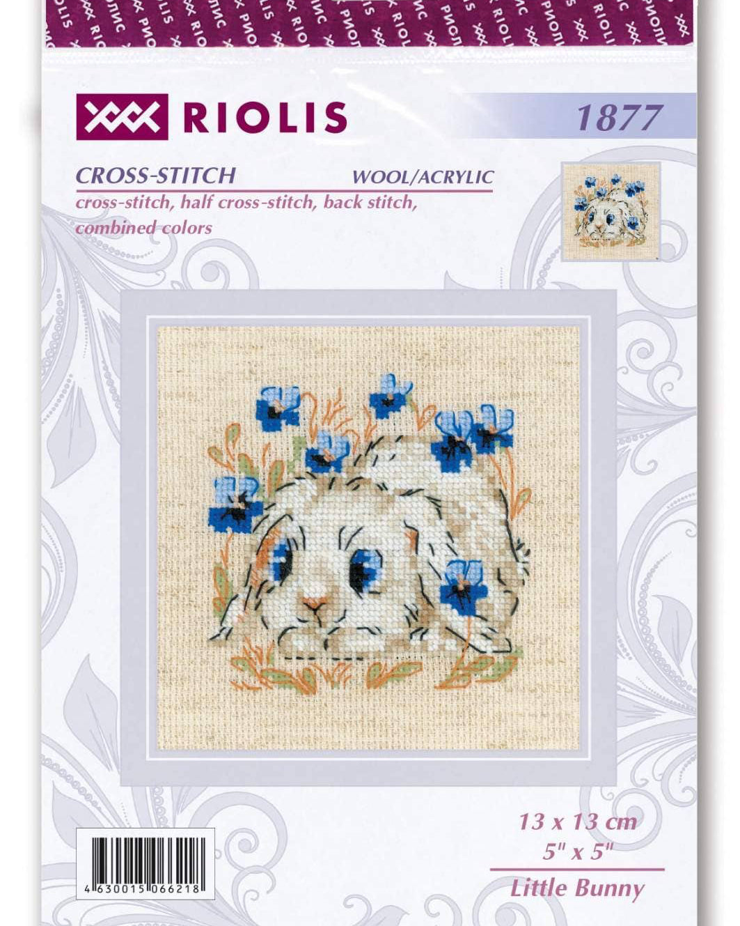 Lille Kanin – RIOLIS Broderikit (13 x 13 cm)