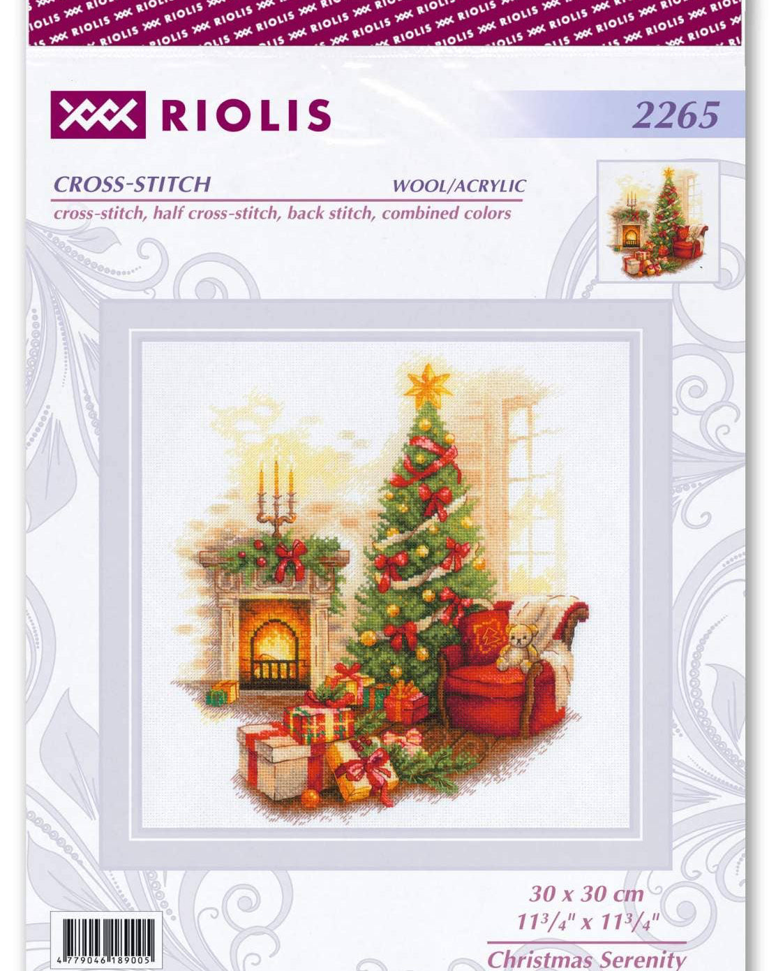 Julefred i Stuen – RIOLIS Broderikit (30 x 30 cm)