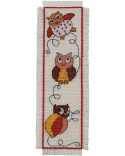 Bogmærke "Ugler" – Broderikit (7x22 cm)