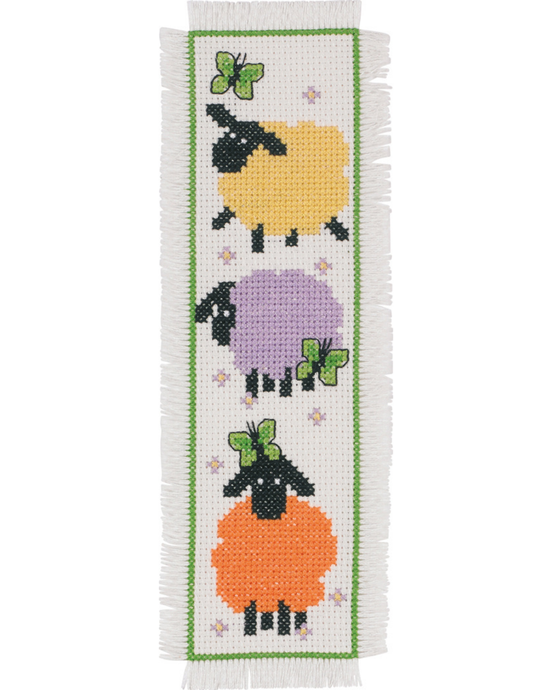 Bogmærke "Farvede får" – Broderikit (7x22 cm)