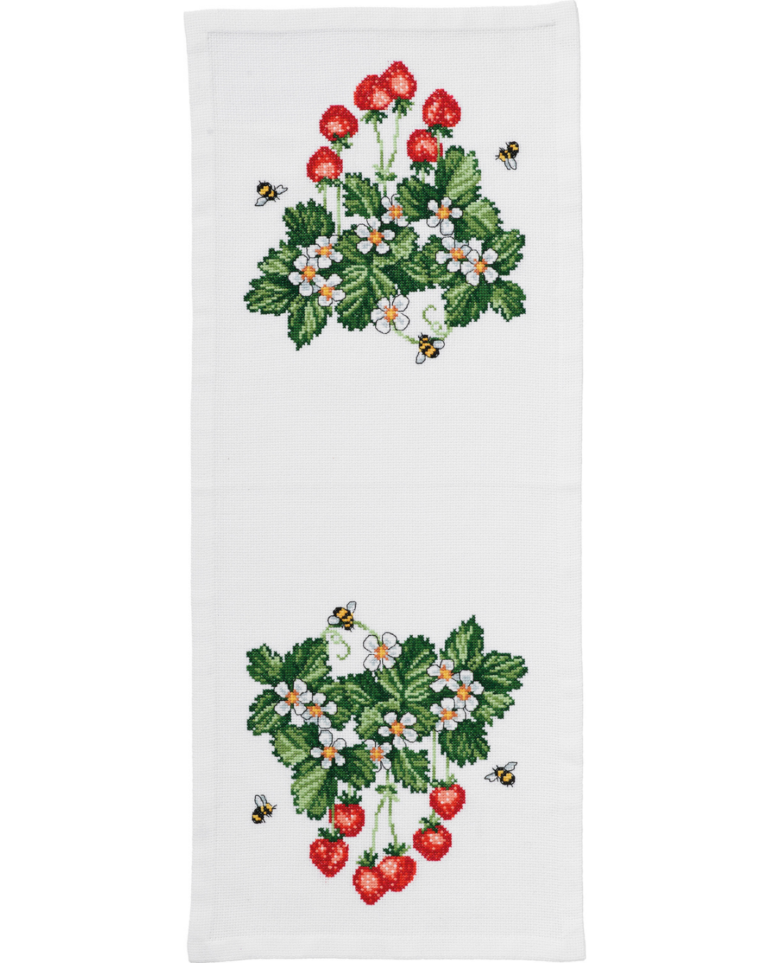 Jordbær bordløber – Broderikit (26x64 cm)