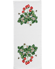 Jordbær bordløber – Broderikit (26x64 cm)