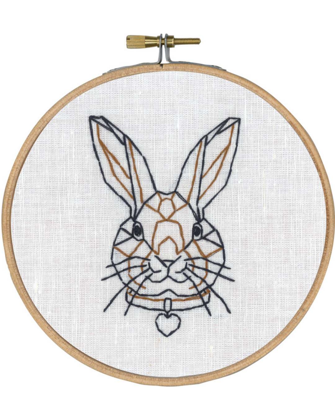 Kanin i streg – Broderikit (Ø 13 cm)