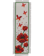 Bogmærke "Valmuer" – Broderikit (7x22 cm)