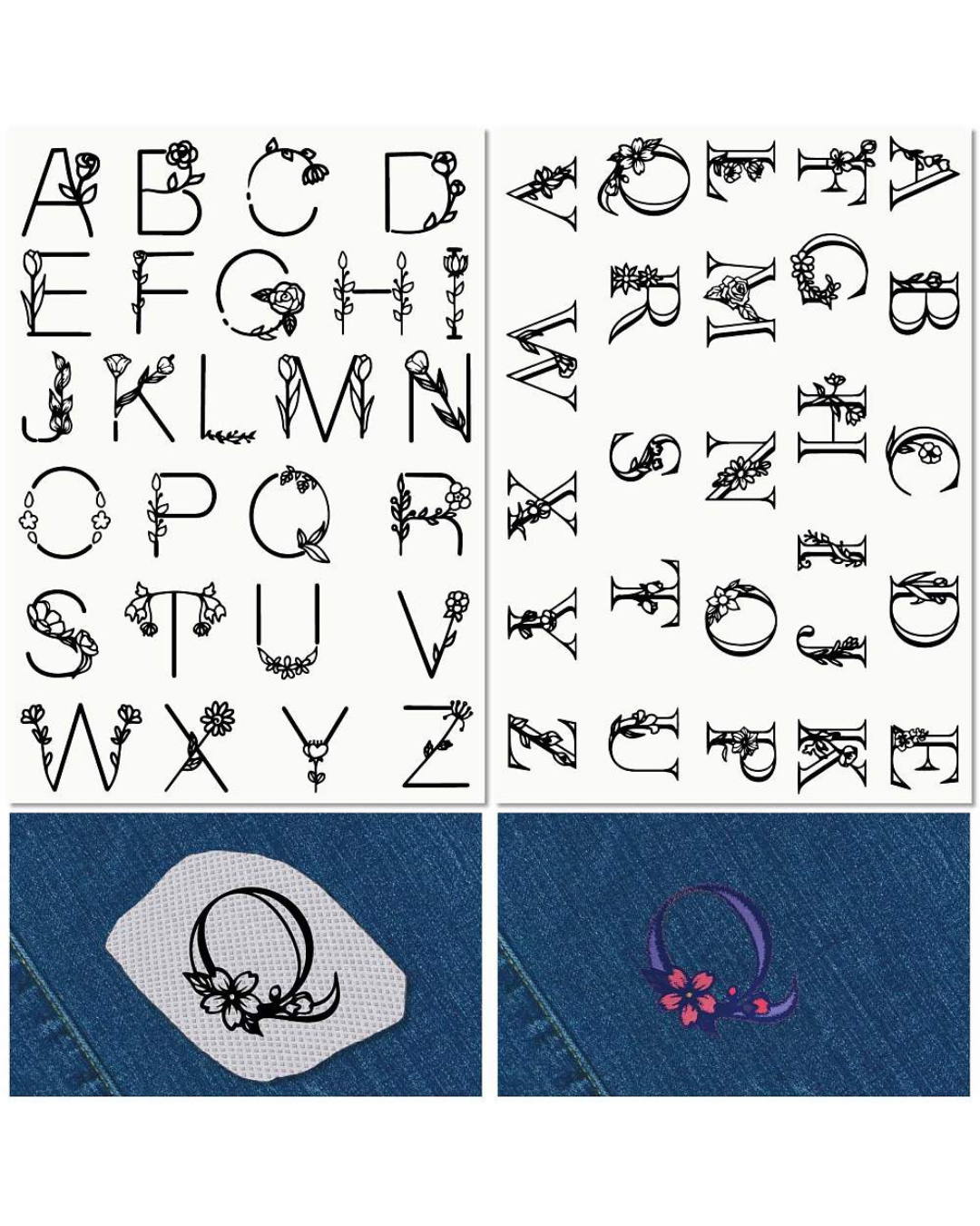 Vandopløselige Broderimønstre – Bogstaver A–Z (2 ark)