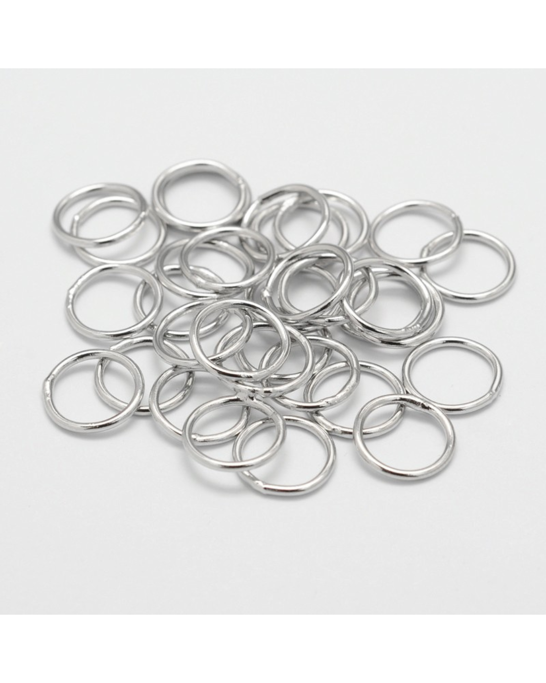Platin Farvet Messingringe – 10 stk. (ca. 10 mm)