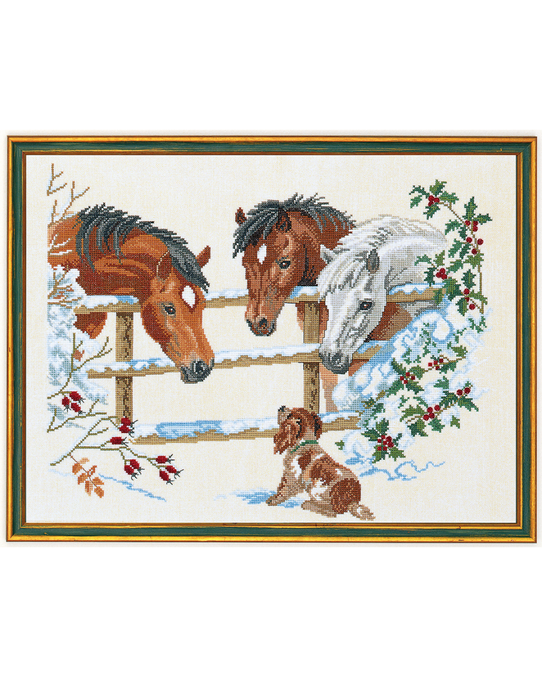 Heste og Hundehvalp – Broderikit (45x60 cm)
