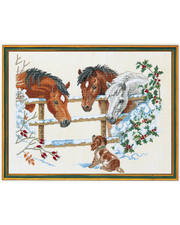 Heste og Hundehvalp – Broderikit (45x60 cm)